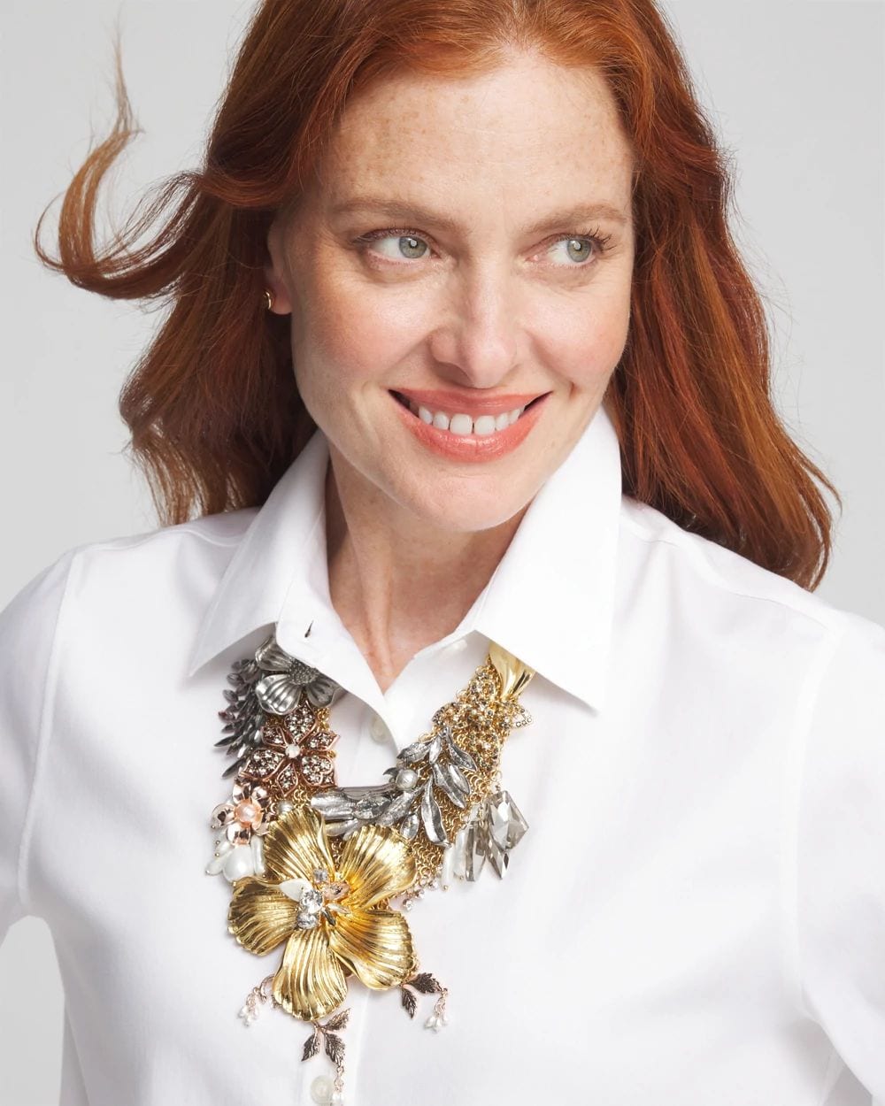 Mixed Metal Floral Statement Necklace | Chico's